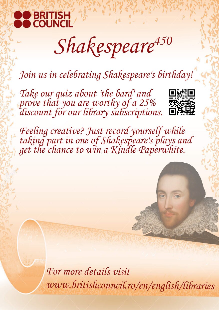Shakespeare Day at the British Council libraries British Council Romania